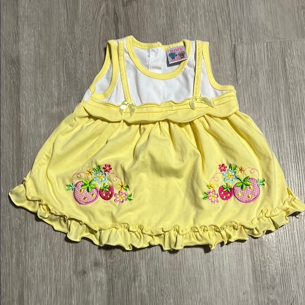 Unik Yellow Baby Dress with‎ Cute Embroidery
